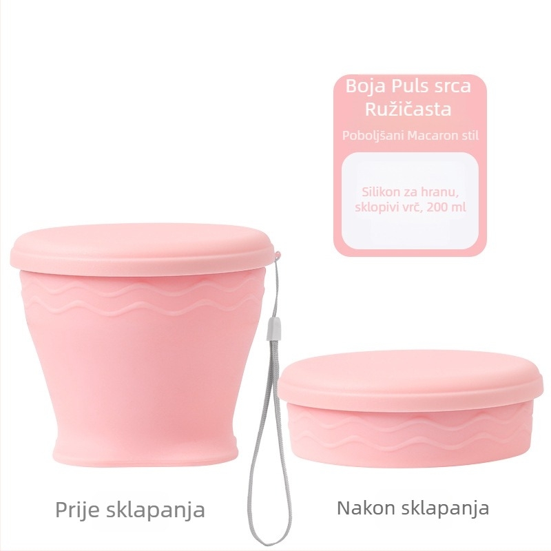 Silikonska čaša za vodu, prehrambene kvalitete, sklopiva, prijenosna, otporna na visoke temperature, za vanjsku upotrebu, putovanja i ispiranje usta