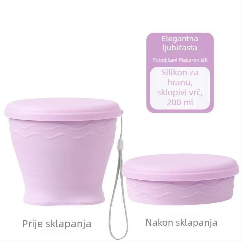 Silikonska čaša za vodu, prehrambene kvalitete, sklopiva, prijenosna, otporna na visoke temperature, za vanjsku upotrebu, putovanja i ispiranje usta