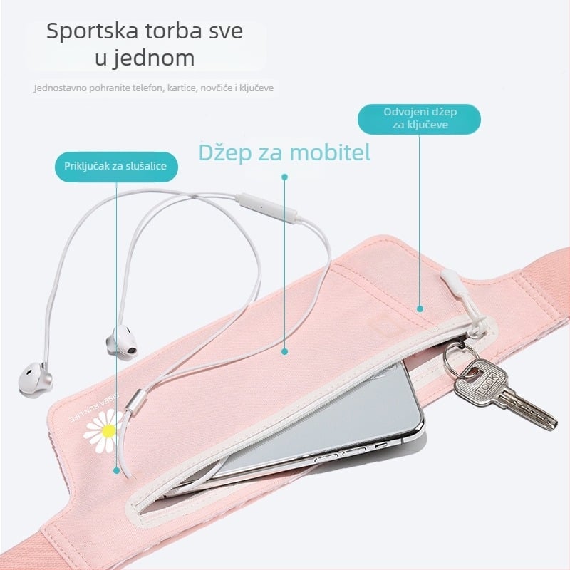 Ultra-tanka sportska torba za struk, vodootporna, džep za telefon, za muškarce i žene, pogodna za outdoor vožnju biciklom i fitness, dizajn margarete