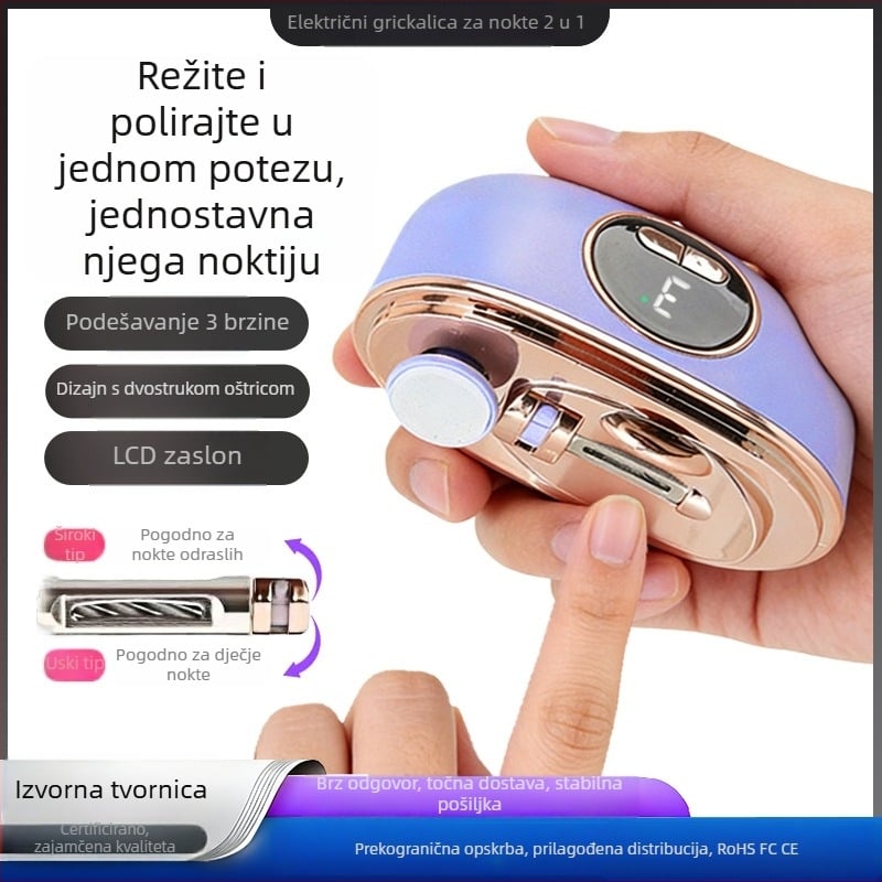 Električni pilnik za nokte za dojenčad i djecu, sustav protiv zadržavanja, dvostruko namijenjena brusilica za nokte ruku i nogu, potpuno automatsko kliješte za odrasle i djecu