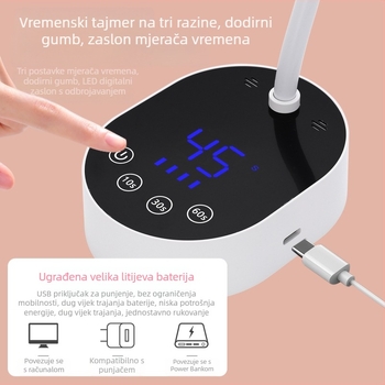 Lampa za fototerapiju noktiju, stolni UV uređaj za sušenje gela za nokte s inteligentnim senzorom i pohranom energije, brzo sušenje