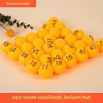Žute digitalne lutrijske kuglice za godišnje sastanke i team building, pogodne za izvlačenja i matne lutrijske strojeve