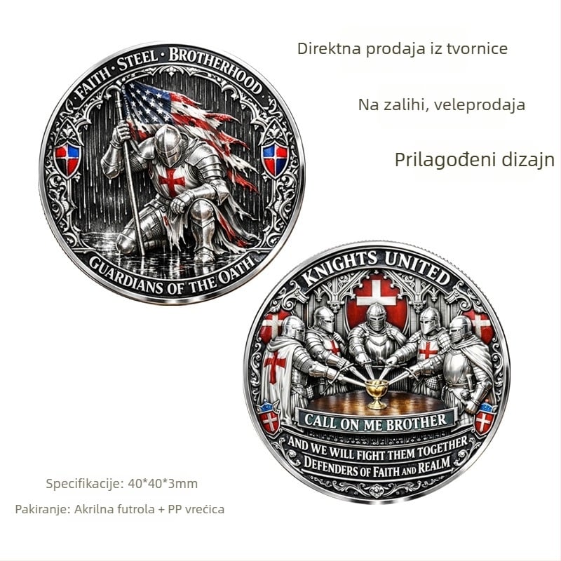 Američki vojni novčić – Spomen novčić Legije križara, Novčić viteza, Vojnik na koljenu (preko granice)