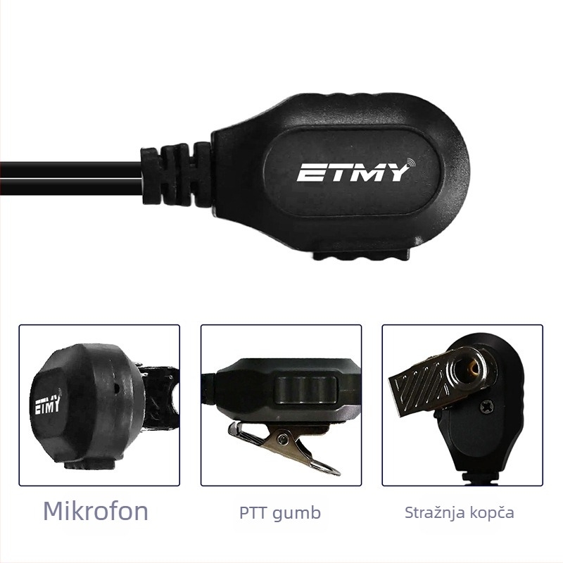 BF888S, UV5R, UV-9R, TC-510 adapter za K-tip šesterokutni PTT slušalici