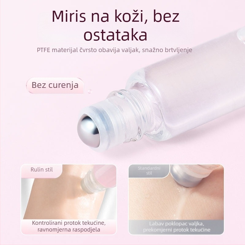 Prozirna roll-on bočica s ružičastim zlatnim poklopcem, kapacitet 1 ml/2 ml/3 ml, za eterična ulja i parfem.