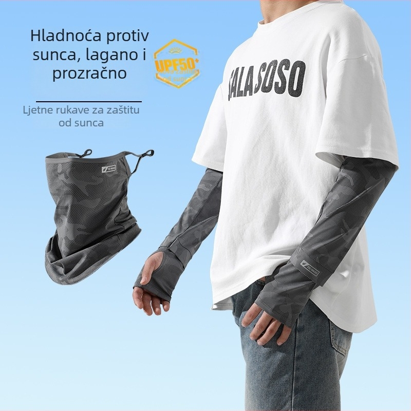 Ljetni set za zaštitu od sunca: maska za lice i rukavi, za vožnju, ribolov i biciklizam; muškarci plus veličina