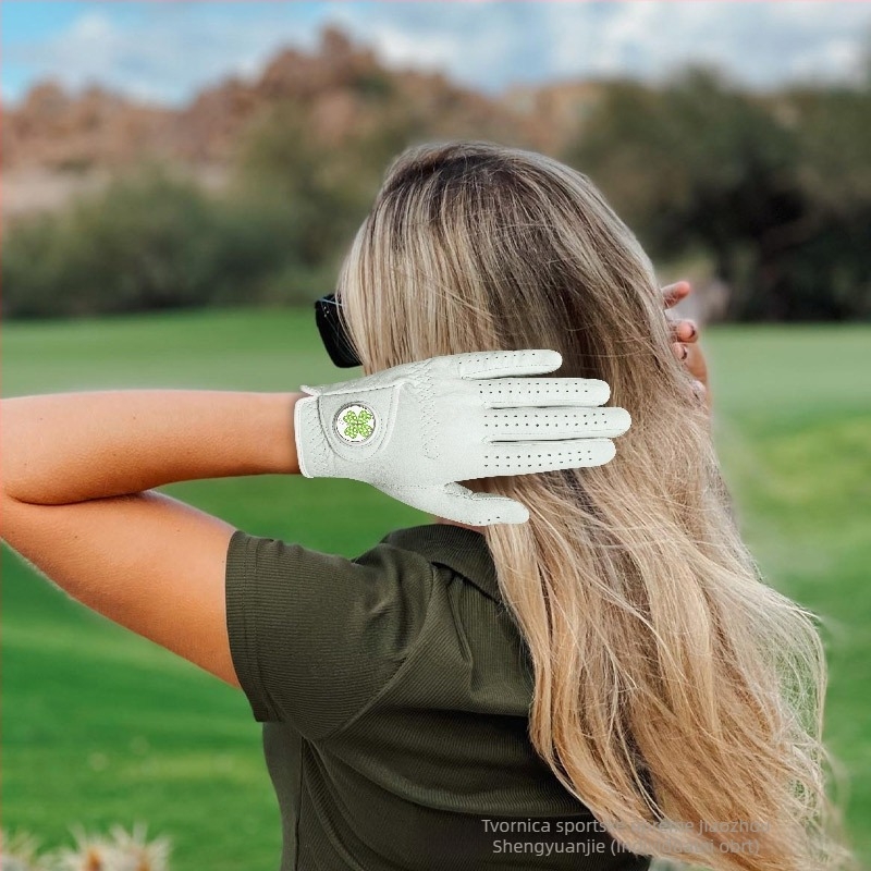 Ženske golfske rukavice od kože janjeta, prozračne, protuklizne, za otvoreni golf, moguć otisak logotipa