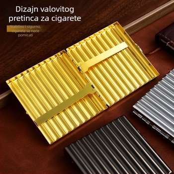 Zatvorena metalna kutija za cigarete srednje veličine, vrhunski dojam, valoviti metalni dizajn, paket od 20 komada