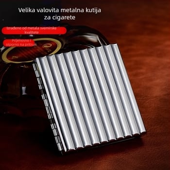 Zatvorena metalna kutija za cigarete srednje veličine, vrhunski dojam, valoviti metalni dizajn, paket od 20 komada