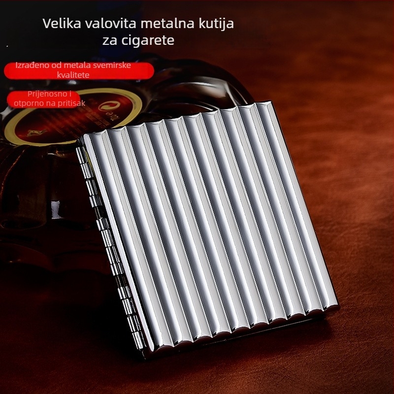 Zatvorena metalna kutija za cigarete srednje veličine, vrhunski dojam, valoviti metalni dizajn, paket od 20 komada