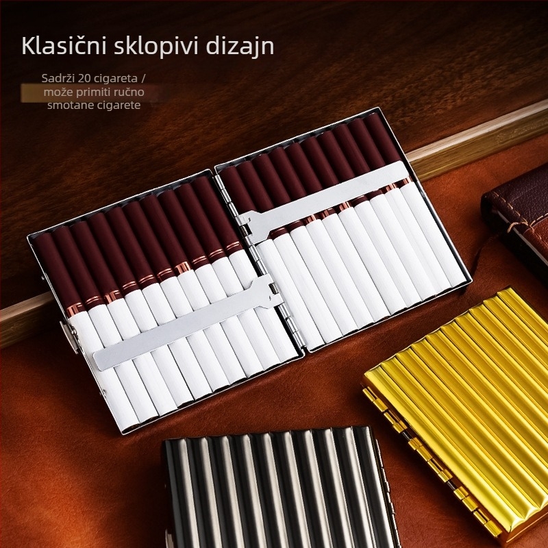 Zatvorena metalna kutija za cigarete srednje veličine, vrhunski dojam, valoviti metalni dizajn, paket od 20 komada