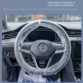 Četverodijelni set za automobil: jednokratne navlake za sjedala, navlaka za volan, prostirke za pod, zaštitne navlake protiv prljavštine za sjedala, debele plastične navlake za sjedala