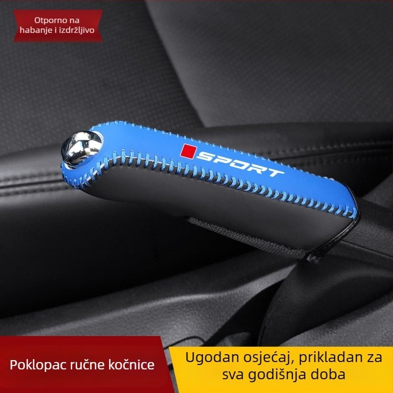 Pokrov ručne kočnice od prave kože, protuklizni dizajn, pokrov mjenjača i zaštitni pokrov od prašine – unutrašnji dodaci automobila