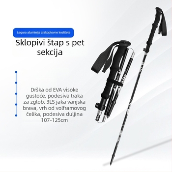 Newcaso sklopiva trekking štapa, 7075 aluminijska legura, ultra lagana, petodijelna s kugličnim zaključavanjem