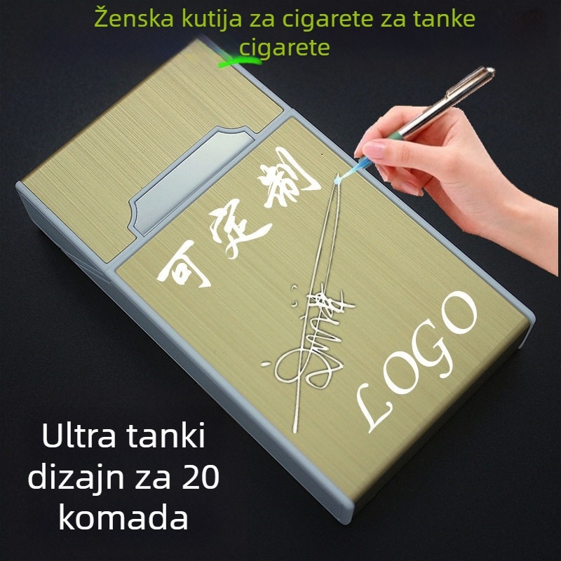 Ženski aluminijski kućište za cigarete s brušenim završnim slojem i magnetskim preklopom