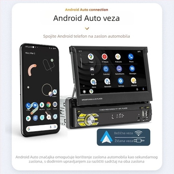 7-inčni bežični CarPlay MP5 player s ručno izvlačnim zaslonom i Bluetooth stražnja kamera