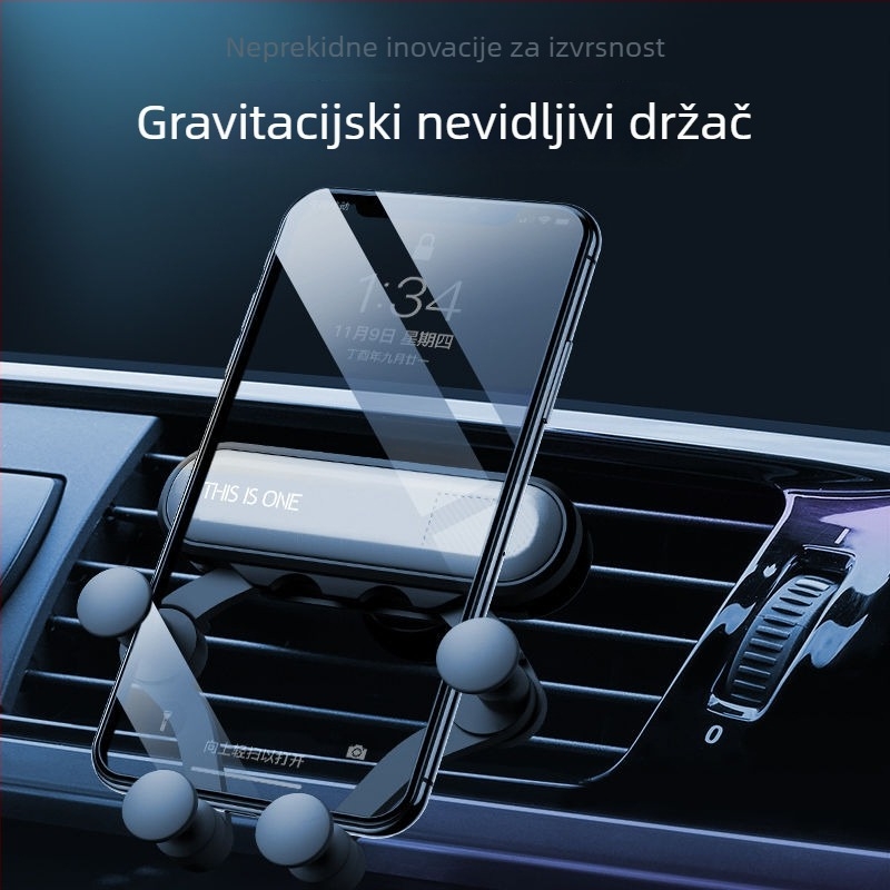 Držač za telefon u automobilu s gravitacijskim pričvršćivanjem na otvor za ventilaciju, produživa i deformabilna podrška.
