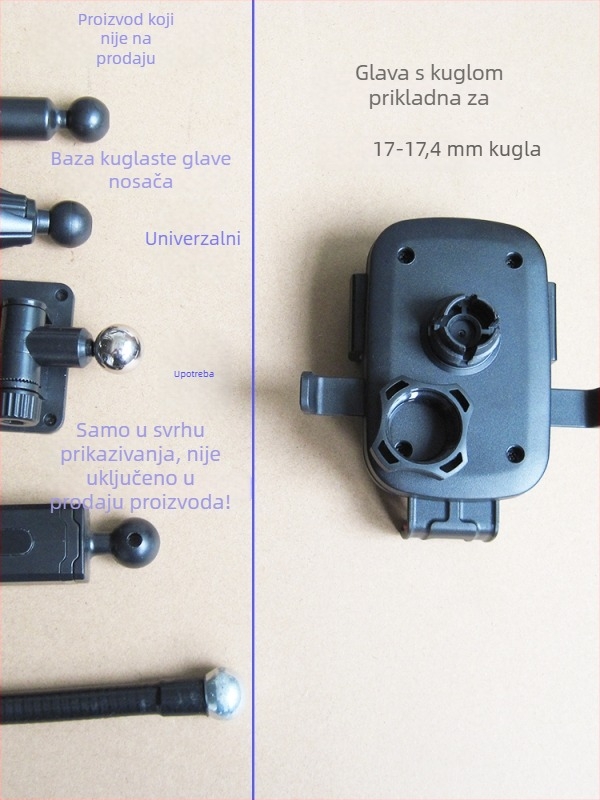 Držač za telefon u autu s 17 mm kugličnom glavom – univerzalni nosač