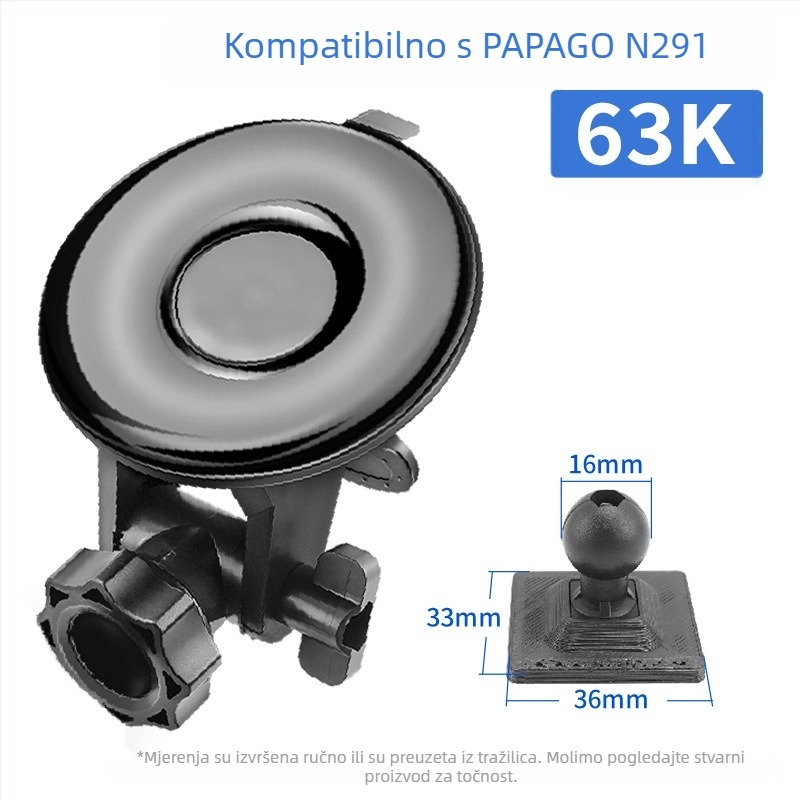 Silikonski držač s usisom za automobilsku dash kameru 70Mai Pro A800/A500S, baza 68 mm, 360°