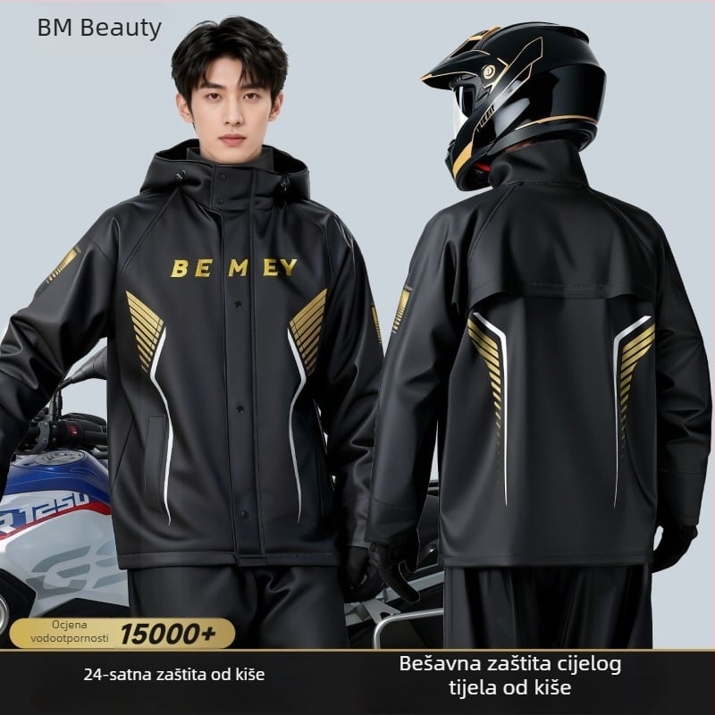 Be Beautiful Set kišnih odjeća za motocikliste – unisex, dvodjelni komplet, potpuno vodootporna zaštita za odrasle