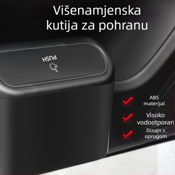 Kanta za smeće u automobilu s preklopnim poklopcem, mini kutija za pohranu za vješanje na bočna vrata vozila