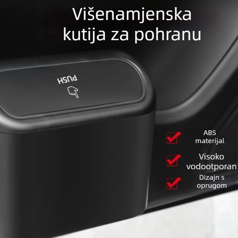 Kanta za smeće u automobilu s preklopnim poklopcem, mini kutija za pohranu za vješanje na bočna vrata vozila