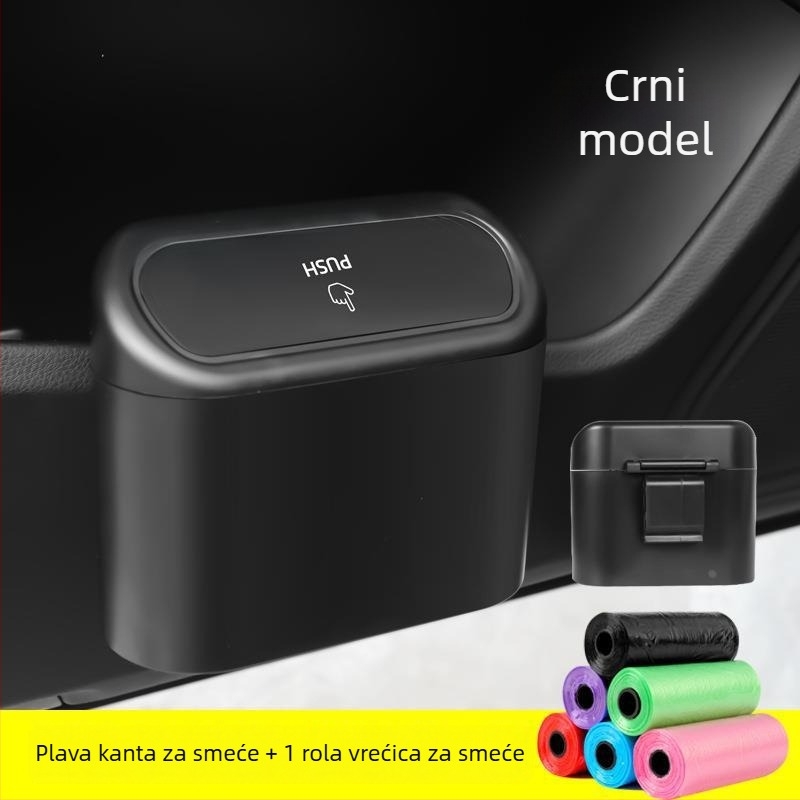 Kanta za smeće u automobilu s preklopnim poklopcem, mini kutija za pohranu za vješanje na bočna vrata vozila