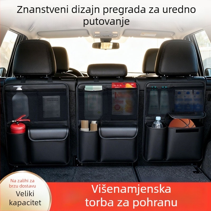 Kožni organizator prtljažnika automobila, višenamjenski mrežasti pretinac za pohranu, viseća torba za skladištenje