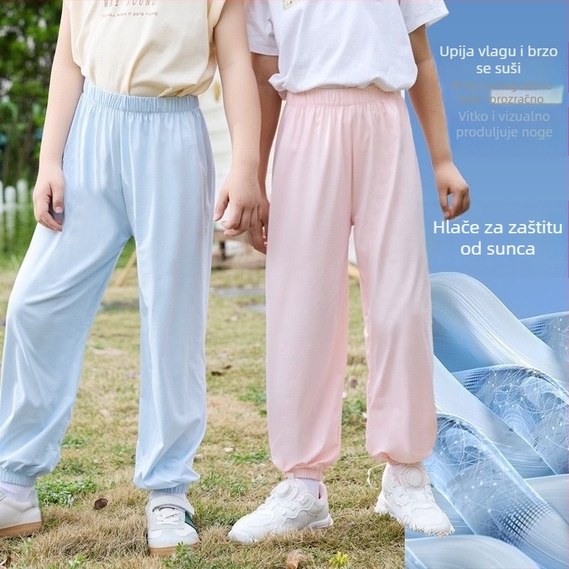Dječje hlače Ice-Silk protiv komaraca, mrežaste tanke duge hlače za ljeto, ležerni sportski stil 2025