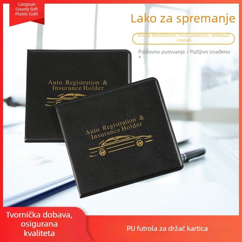 Muški novčanik za kartice od PU kože s logotipom, kompaktnog bi-fold dizajna za poslovnu uporabu