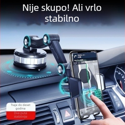 Držač za telefon u automobilu – za ploču i vjetrobransko staklo, rotirajući, s velikom usisnom čašom, otporan na vibracije, univerzalan