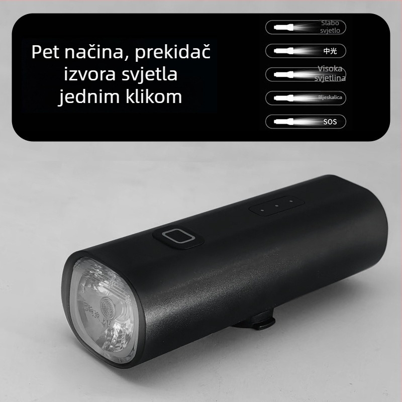 Aluminijsko prednje svjetlo za bicikl visoke svjetline, USB brzo punjenje i punjenje telefona, za noćnu vožnju