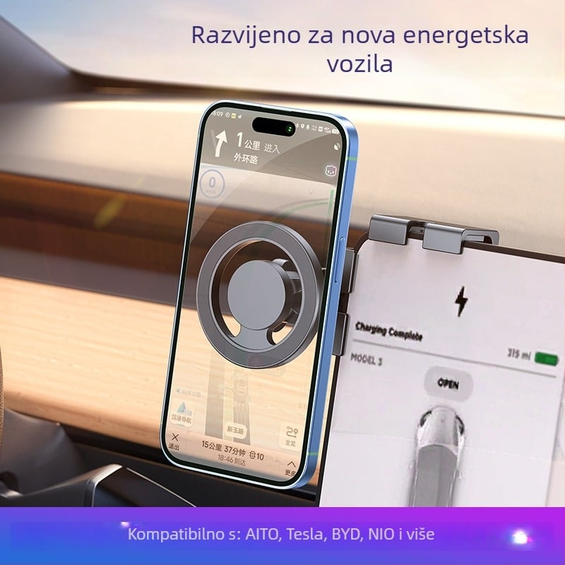 Kreativni snažni magnetski držač za automobil s MagSafe, sklopiv i rotirajući, za upravljačku ploču i telefon