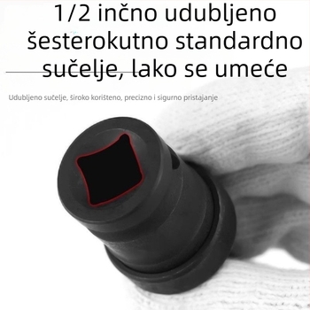 Električni ključ s univerzalnim zglobom i konverzijskim adapterom, pribor sa vijcima