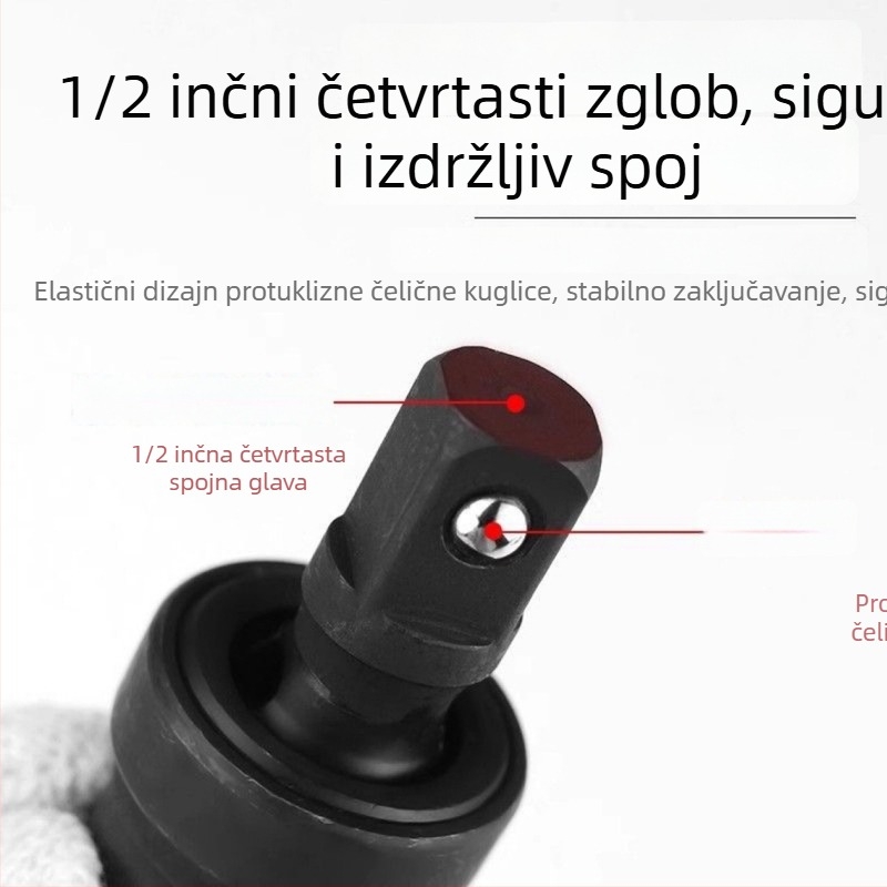 Električni ključ s univerzalnim zglobom i konverzijskim adapterom, pribor sa vijcima