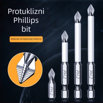 Longhe S2 industrijske klase anti-isklizni Phillips bit s jakim magnetom za električnu bušilicu i odvijač — izdržljiv šesterokutni bit