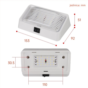 12-24V univerzalno LED svjetlo za čitanje na krovu za RV-ove, kampere i kamione