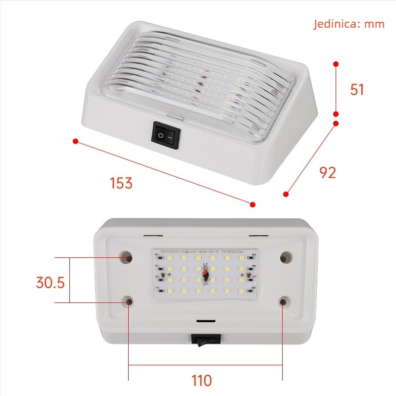 12-24V univerzalno LED svjetlo za čitanje na krovu za RV-ove, kampere i kamione