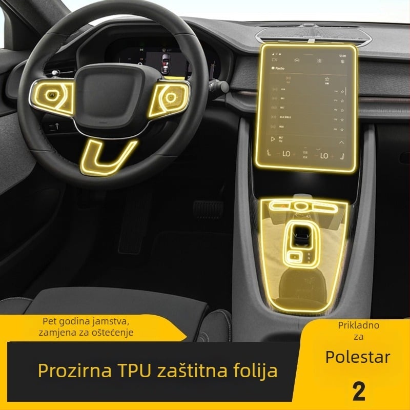 Polestar 2 zaštitni prozirni film za zaslon središnje konzole, TPU, unutarnji auto dodatak