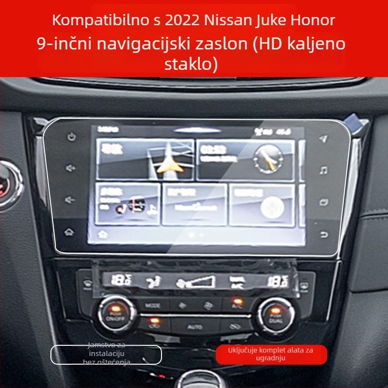 Kaljena zaštitna folija za navigacijski zaslon Nissan X-Trail Glory i zaštitu interijera središnje konzole