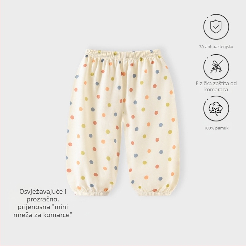 Jingqi ljetne dječje hlače, unisex, 100% pamuk, lagane, otporne na komarce, prozračne, mekane, casual s elastičnim završecima