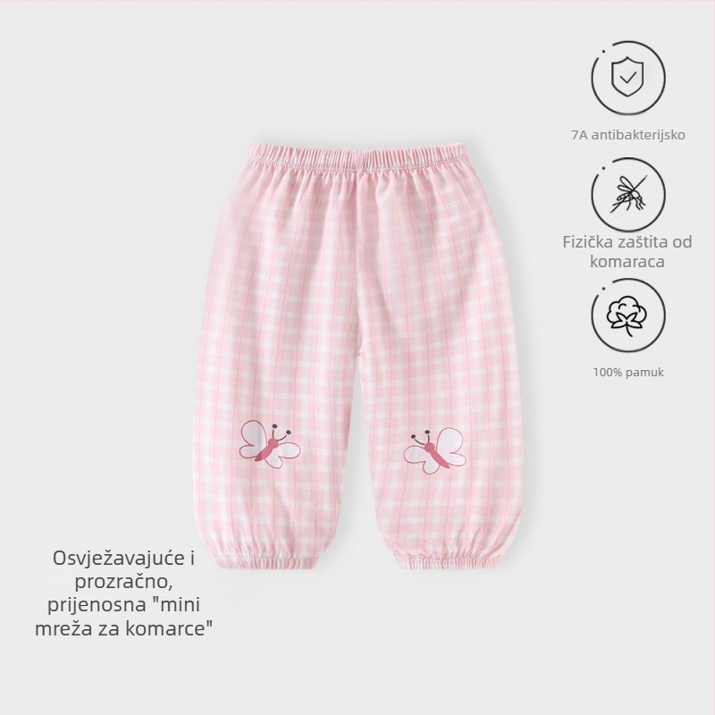 Jingqi ljetne dječje hlače, unisex, 100% pamuk, lagane, otporne na komarce, prozračne, mekane, casual s elastičnim završecima