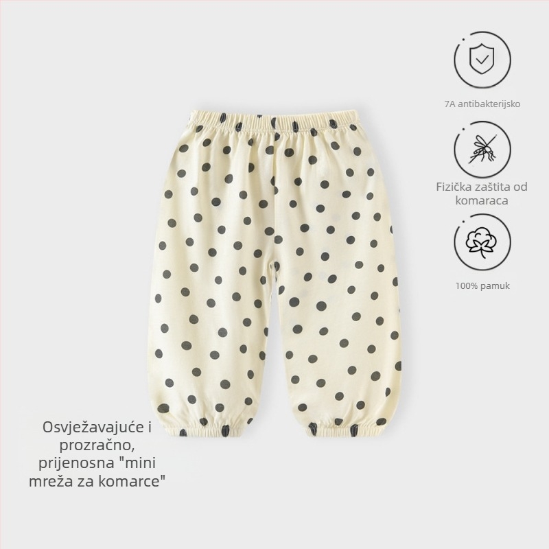 Jingqi ljetne dječje hlače, unisex, 100% pamuk, lagane, otporne na komarce, prozračne, mekane, casual s elastičnim završecima