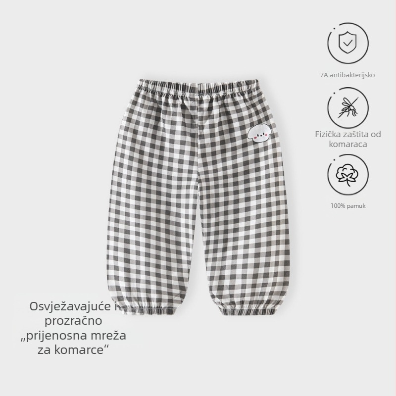 Jingqi ljetne dječje hlače, unisex, 100% pamuk, lagane, otporne na komarce, prozračne, mekane, casual s elastičnim završecima