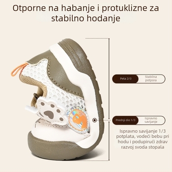 Ljetne cipele za hodanje za bebe s mrežastim gornjim dijelom, prozračne, meka potplat, protuklizno, za uzrast 1–3 godine, zatvara Velcro