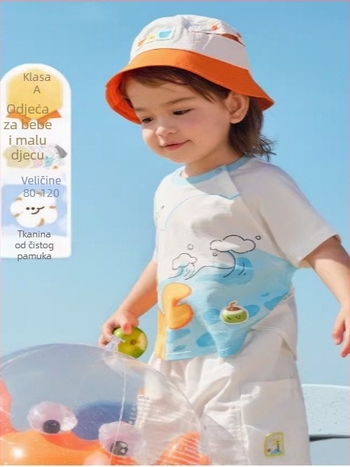Unisex dječja kratka majica od pamuka, s okruglim izrezom, ljetni komad