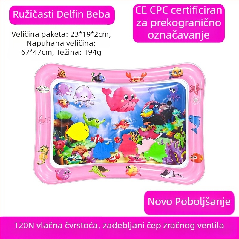 Kvadratna podloga za bebino vrijeme na trbuhu s delfinom – nafukljiva PVC igraća podloga za vodene igre