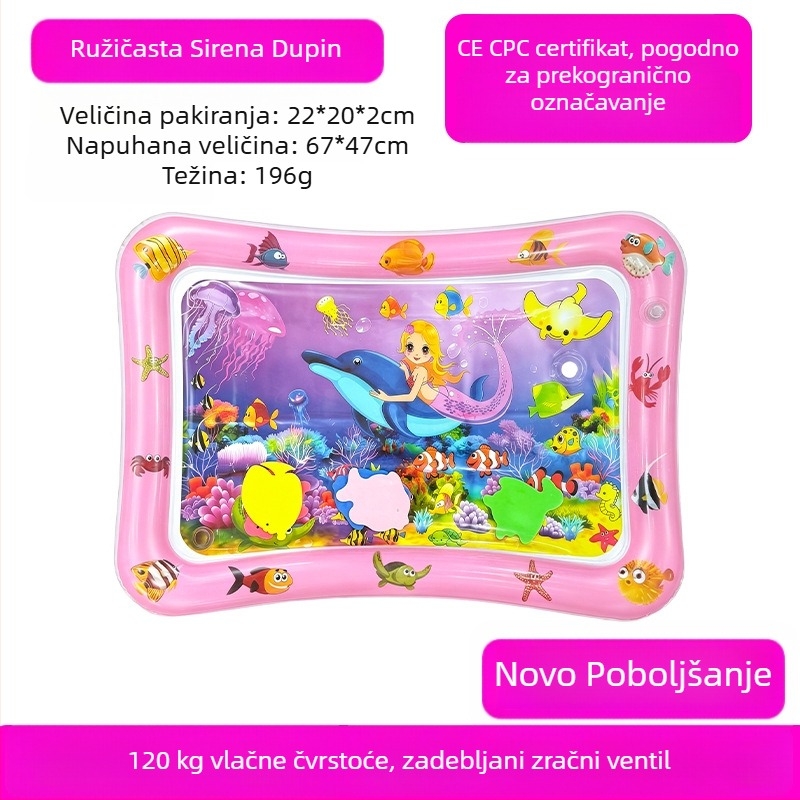 Kvadratna podloga za bebino vrijeme na trbuhu s delfinom – nafukljiva PVC igraća podloga za vodene igre