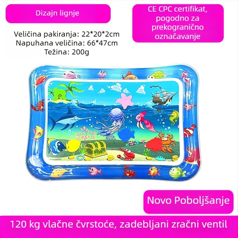 Kvadratna podloga za bebino vrijeme na trbuhu s delfinom – nafukljiva PVC igraća podloga za vodene igre
