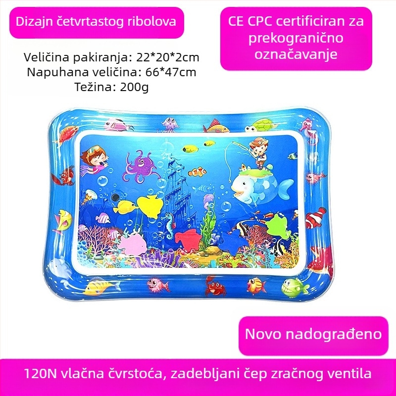 Kvadratna podloga za bebino vrijeme na trbuhu s delfinom – nafukljiva PVC igraća podloga za vodene igre